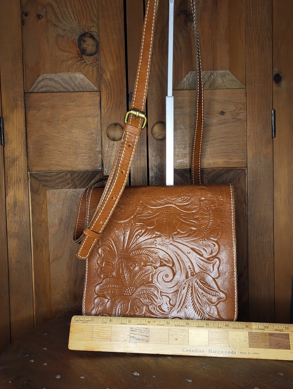 Patricia Nash Cognac Tooled Leather Crossbody Bag - Picture 6 of 17